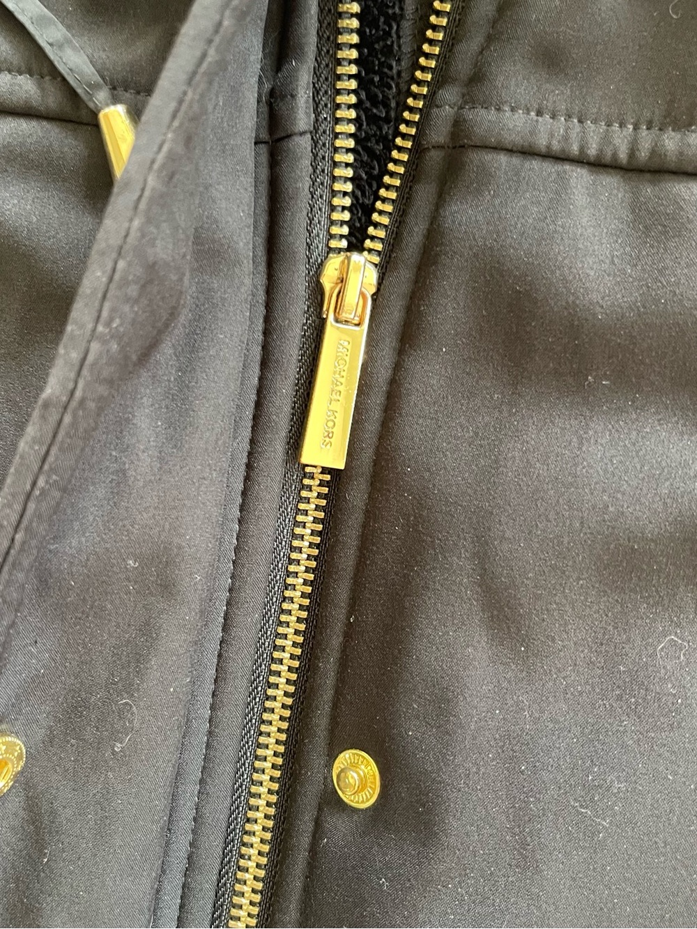 Michael Kors Women's Black Quilted Hooded Utility Jacket Gold Hardware Size XL - Picture 8 of 9